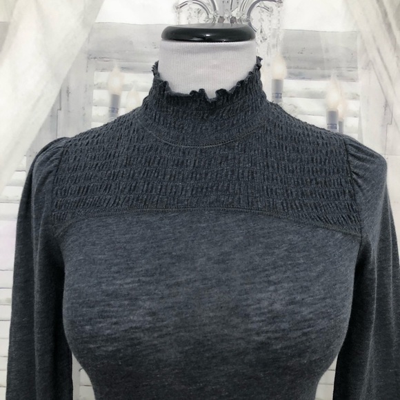 We the Free Free People Caroline Smocked Mock Neck Long Sleeve Knit Shirt XS - Picture 3 of 10